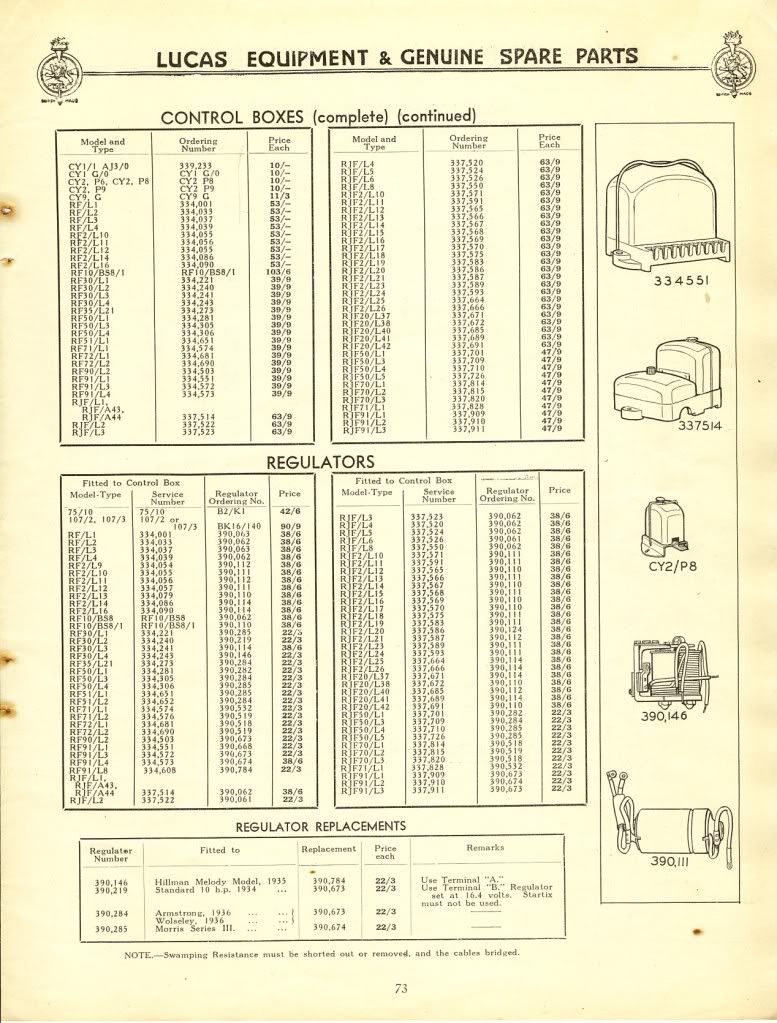 Lucas spares catalogue 1939